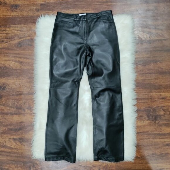 Halogen High Waisted 5 Pocket Bootcut Leather Pants Black Women's Size 4 - Picture 2 of 15